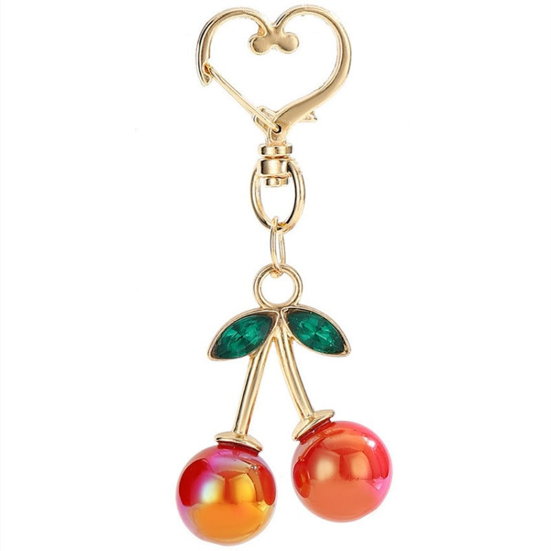 Wholesale Cute Three-dimensional Diamond Red Cherry Keychain ACC-KC-RongRui028