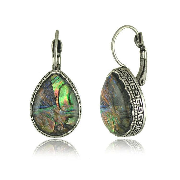 Wholesale Electroplated Mixed Material Drop Earrings Retro Water Droplet Style Fashion Accessory for Women