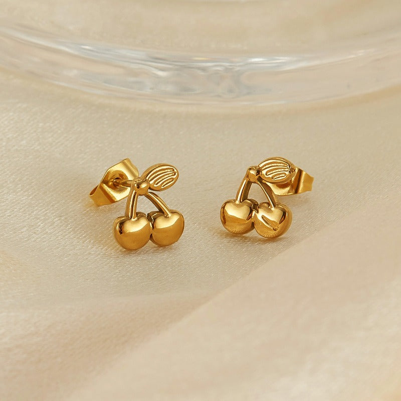 Wholesale Stainless Steel Simple Delicate Cherry Earrings ACC-ES-OPK001