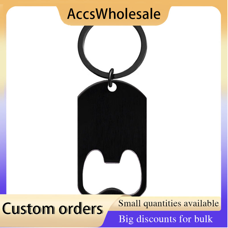 Custom Keychains with Laser Engraved Text or Logo - Bottle Opener Metal Keychain