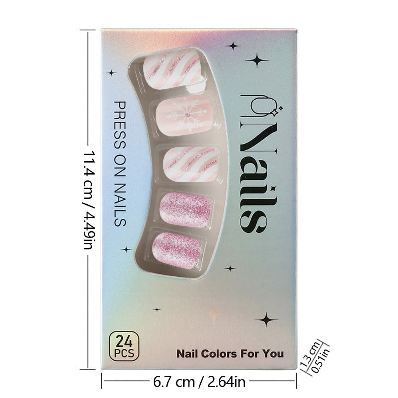 Wholesale 24 Pieces/box Christmas Glitter White Edge Nails Kits Nail Stickers ACC-NS-MiKe002