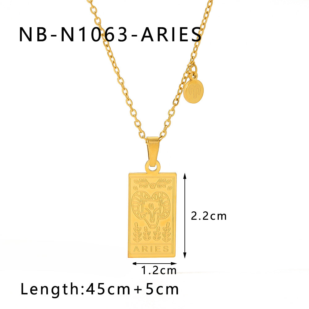 Wholesale Stainless Steel Zodiac Sign 18k Gold Plated Titanium Steel Clavicle Chain Choker Necklace ACC-NE-Xiny002
