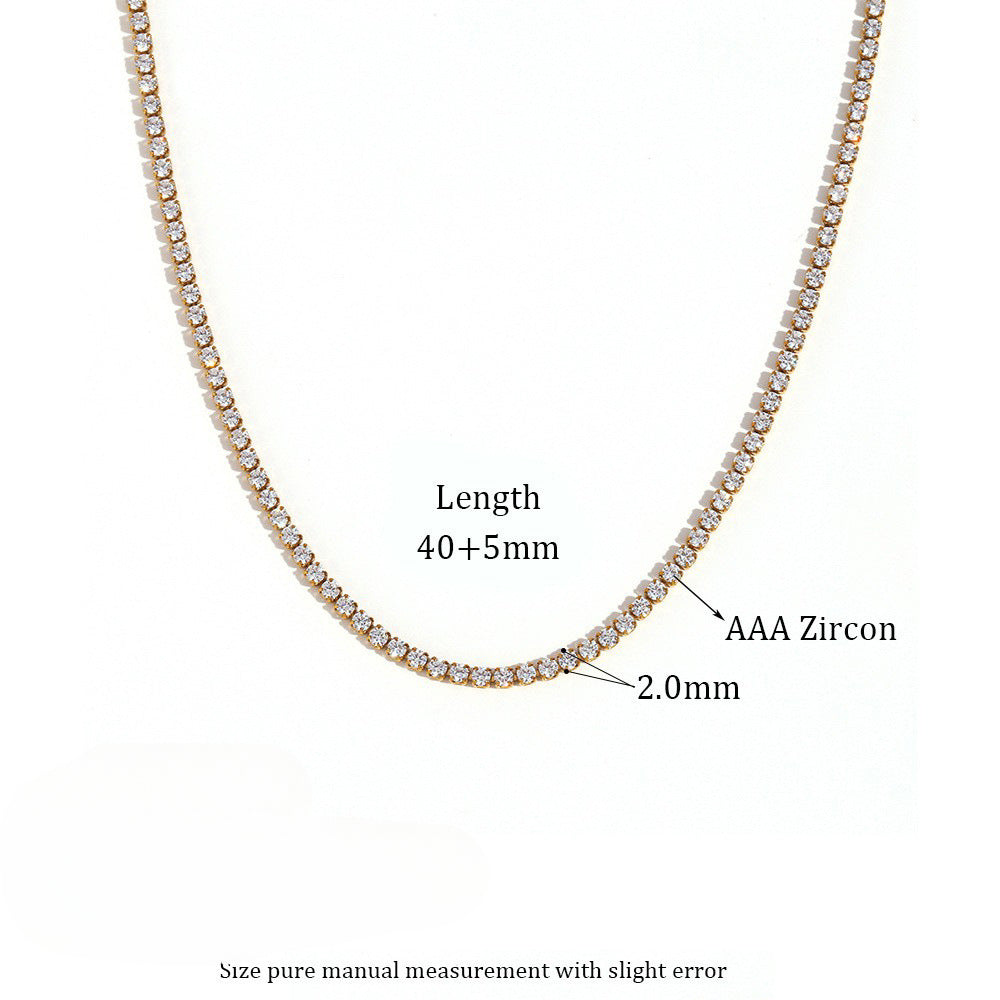 Wholesale Stainless Steel 2mm Zircon 40cm Chain Necklace ACC-NE-Mengj006