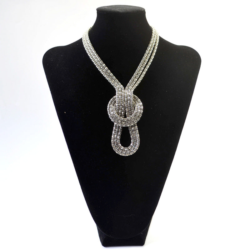 Wholesale  gold exaggerated metal multi-layer  clavicle necklace