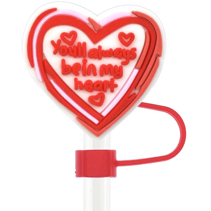 Wholesale Random 100pcs Valentine's Day Love Series 10mm PVC Soft Straw Tube Cap ACC-SCR-RYY131