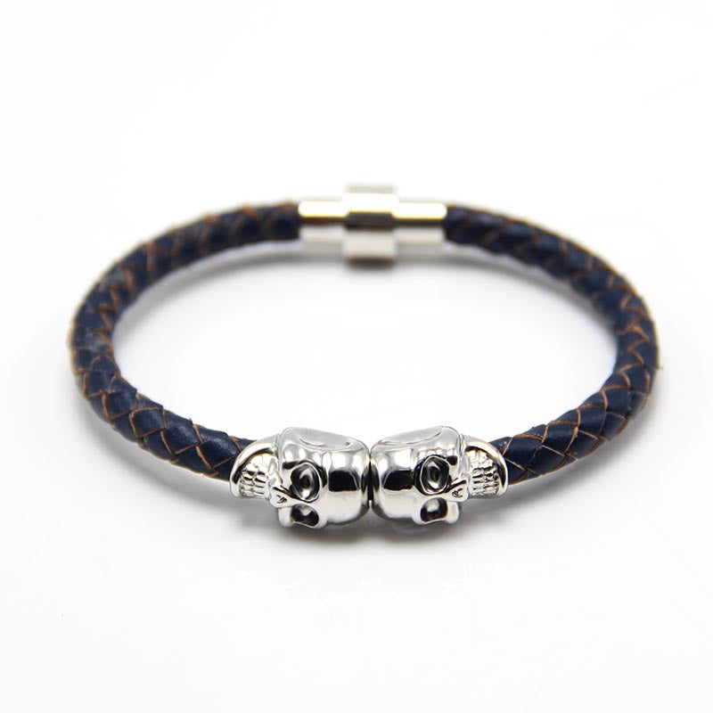 Wholesale Punk Style Skull Leather Men's Bracelet