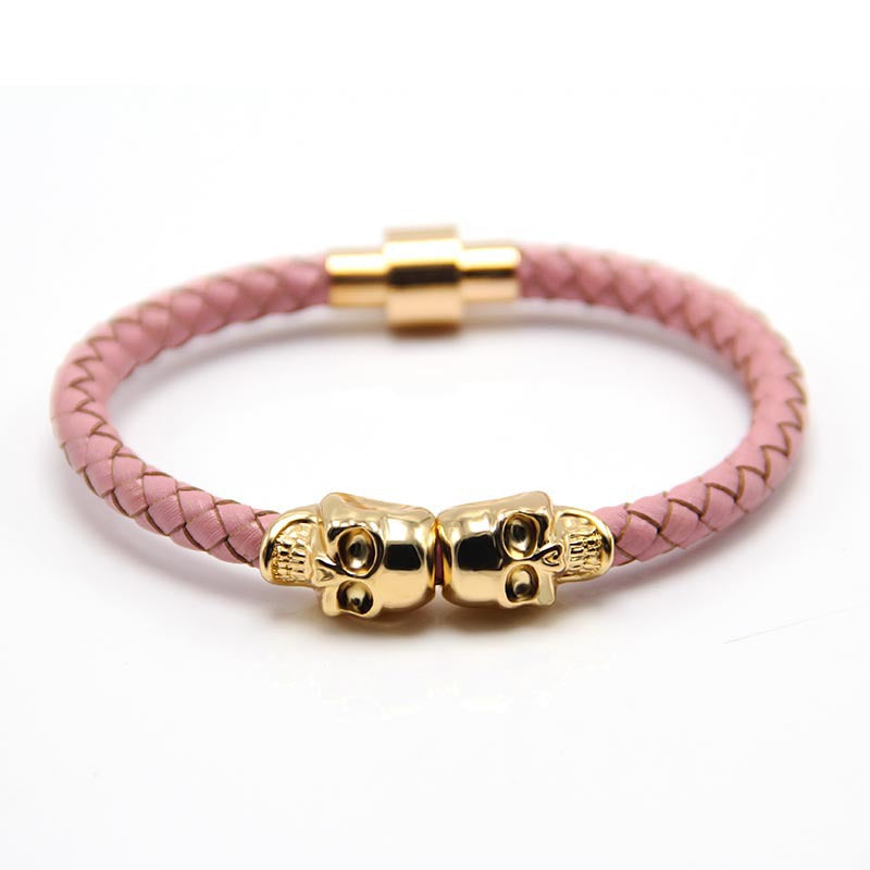 Wholesale Punk Style Skull Leather Men's Bracelet