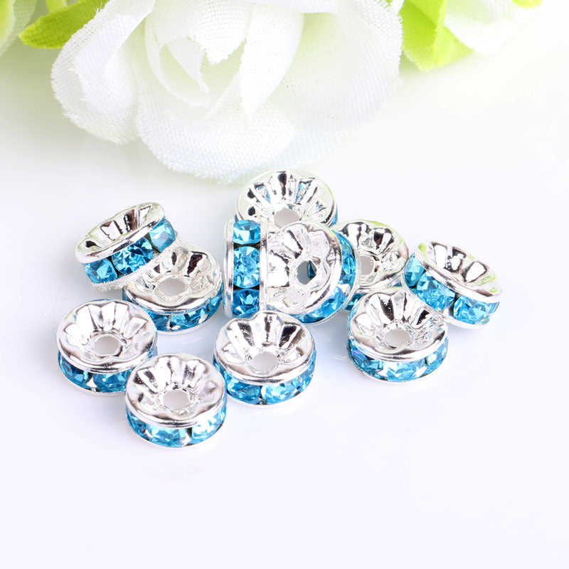 Perles d'espacement en verre, 100 pièces, roue en diamant, vente en gros