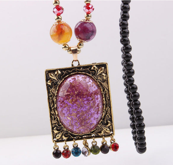 Wholesale Retro  Bohemian style glass long necklace