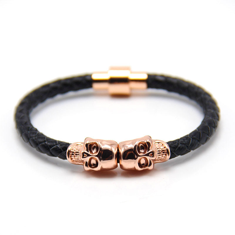 Wholesale Punk Style Skull Leather Men's Bracelet