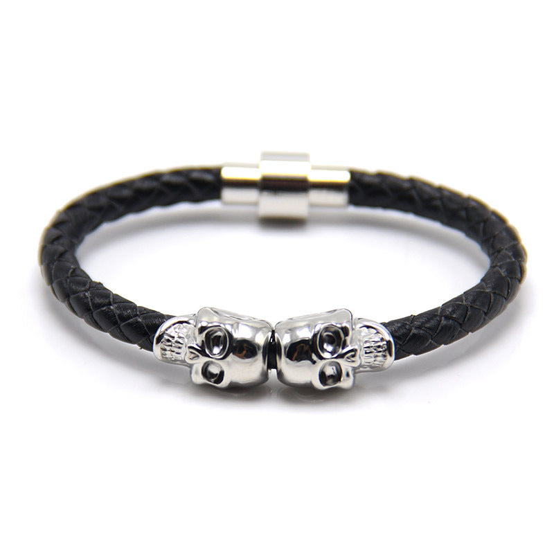 Wholesale Punk Style Skull Leather Men's Bracelet