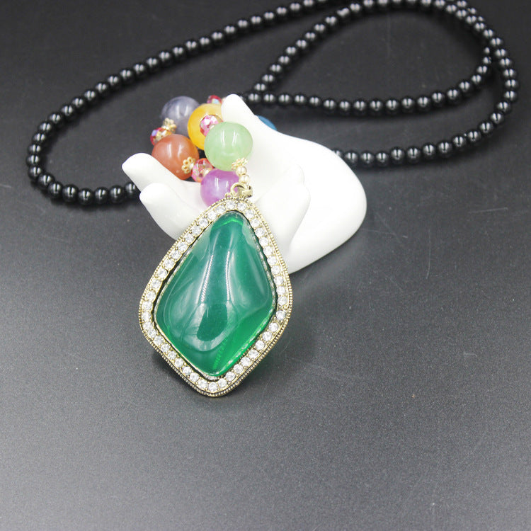 Wholesale Retro  Bohemian style glass long necklace