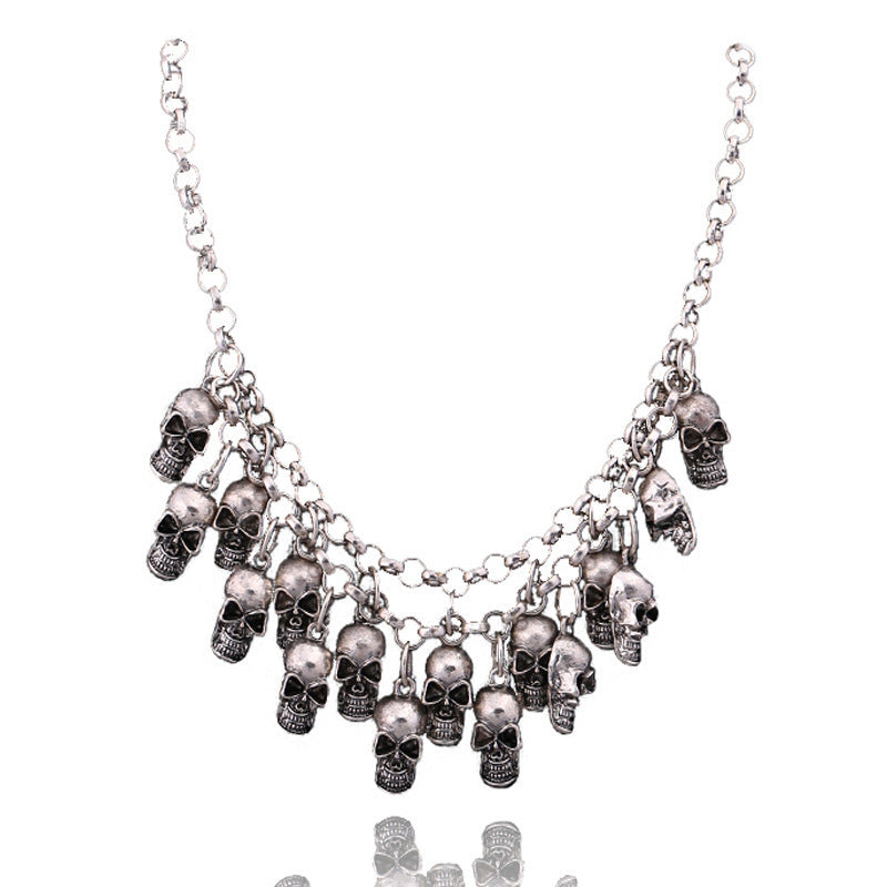 Wholesale Alloy Skull Pendant Multi-Layer Necklace Trendy Jewelry Accessory Boutique Gift