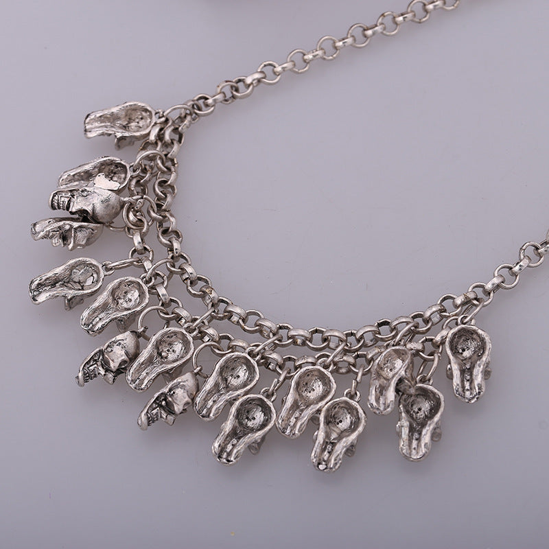 Wholesale Alloy Skull Pendant Multi-Layer Necklace Trendy Jewelry Accessory Boutique Gift