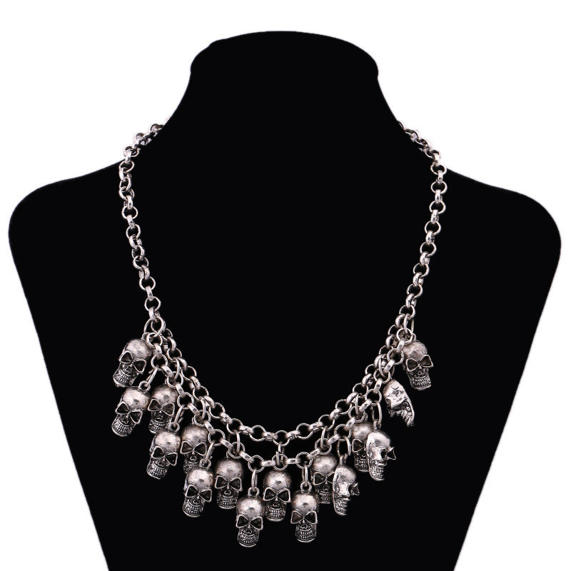 Wholesale Alloy Skull Pendant Multi-Layer Necklace Trendy Jewelry Accessory Boutique Gift