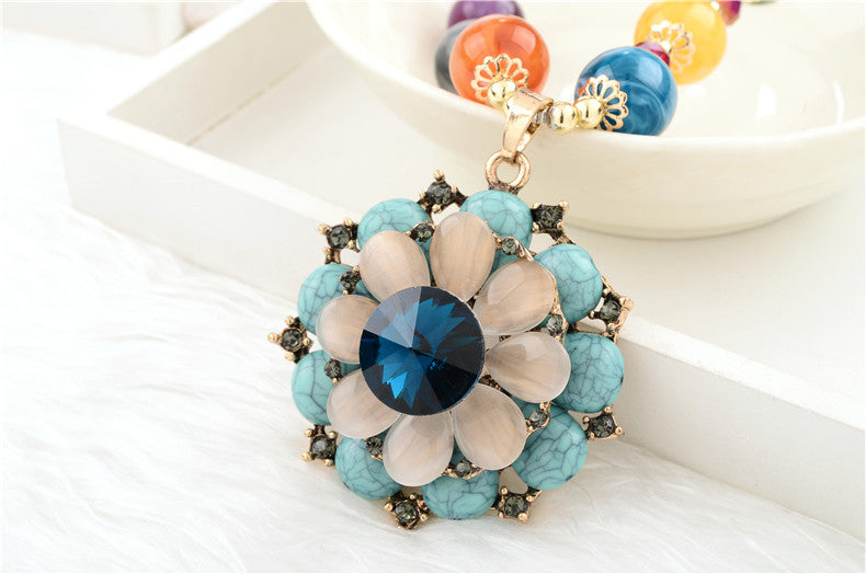 Wholesale Retro  Bohemian style glass long necklace