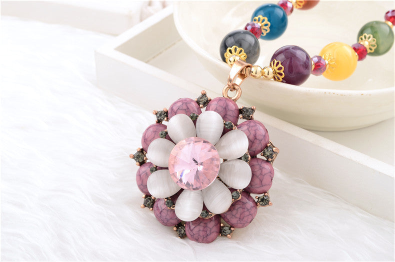 Wholesale Retro  Bohemian style glass long necklace