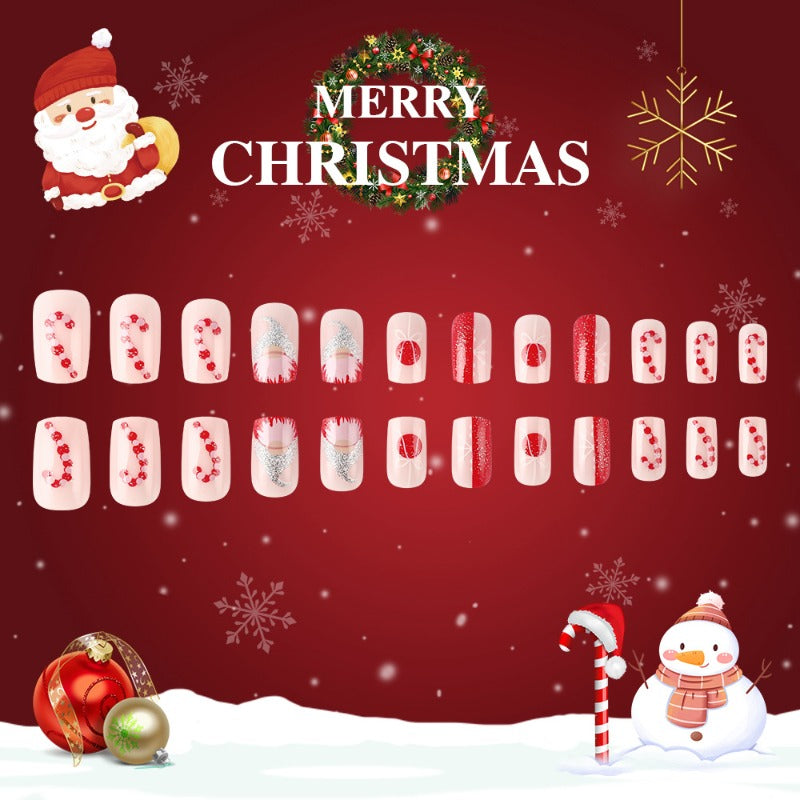 Wholesale 24 Pieces/box Christmas Canes Nails Kits Nail Stickers ACC-NS-MiKe004