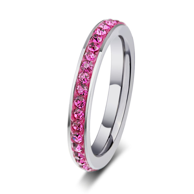 Wholesale Stainless Steel Colorful Inlay Rings Ins Style Couple Fashion Accessory