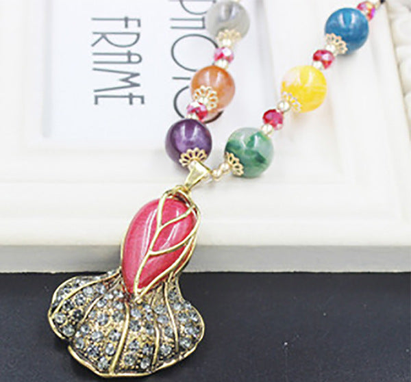 Wholesale Retro  Bohemian style glass long necklace