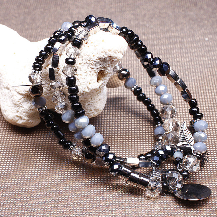 Wholesale  glass beads alloy pendant bracelet