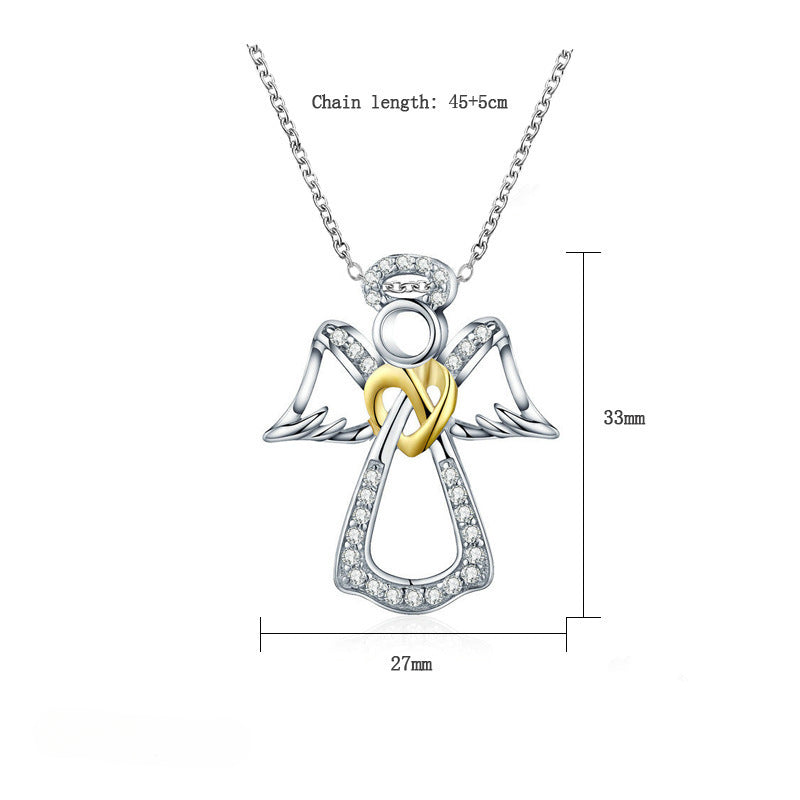 Wholesale Love Necklace with Diamond Alloy Angel Wings Pendant Heart Necklace ACC-NE-Yima003