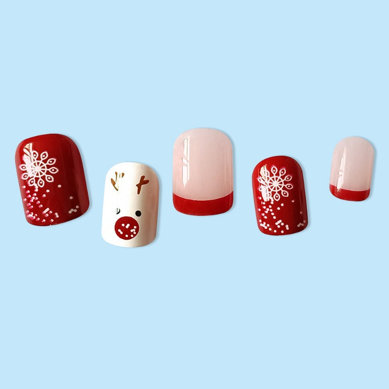 Wholesale 24 Pieces/box Christmas Snowflake Deer Nails Kits Nail Stickers ACC-NS-QXJ010