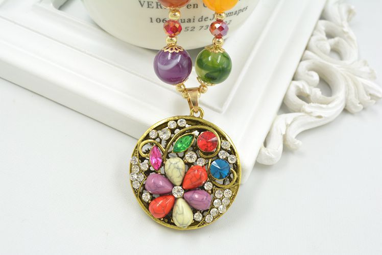 Wholesale Retro  Bohemian style glass long necklace