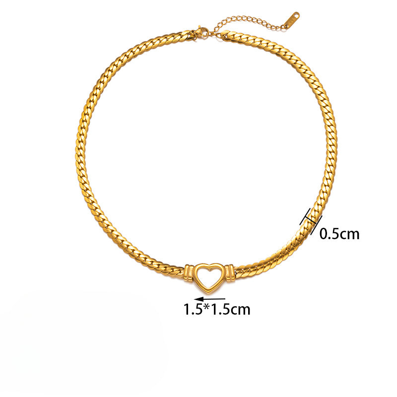 Wholesale Heart-shaped Titanium Steel Necklace Light Luxury Necklaces Snake Bone Chain ACC-NE-Tais001