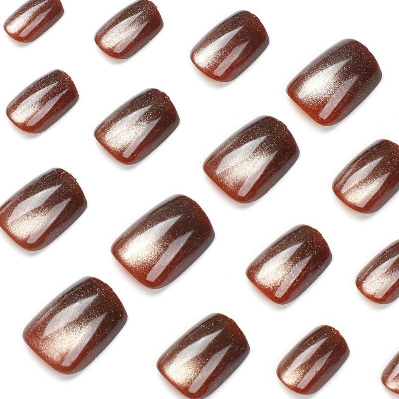 Wholesale 24 Pieces/box Brown Cat Eye Nails Kits Nail Stickers ACC-NS-LeFan173