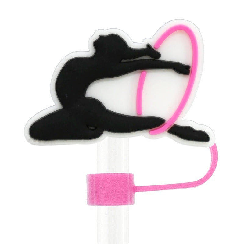 Wholesale Random 100pcs Ballet Swan Series 10mm PVC Soft Straw Tube Cap ACC-SCR-RYY135