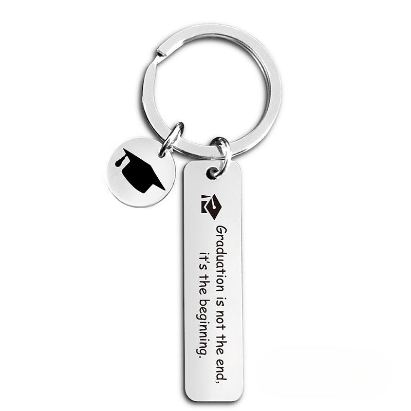 Wholesale 2024 Graduation Season Inspirational Phrases Square Stainless Steel Keychain ACC-KC-Ganggu013