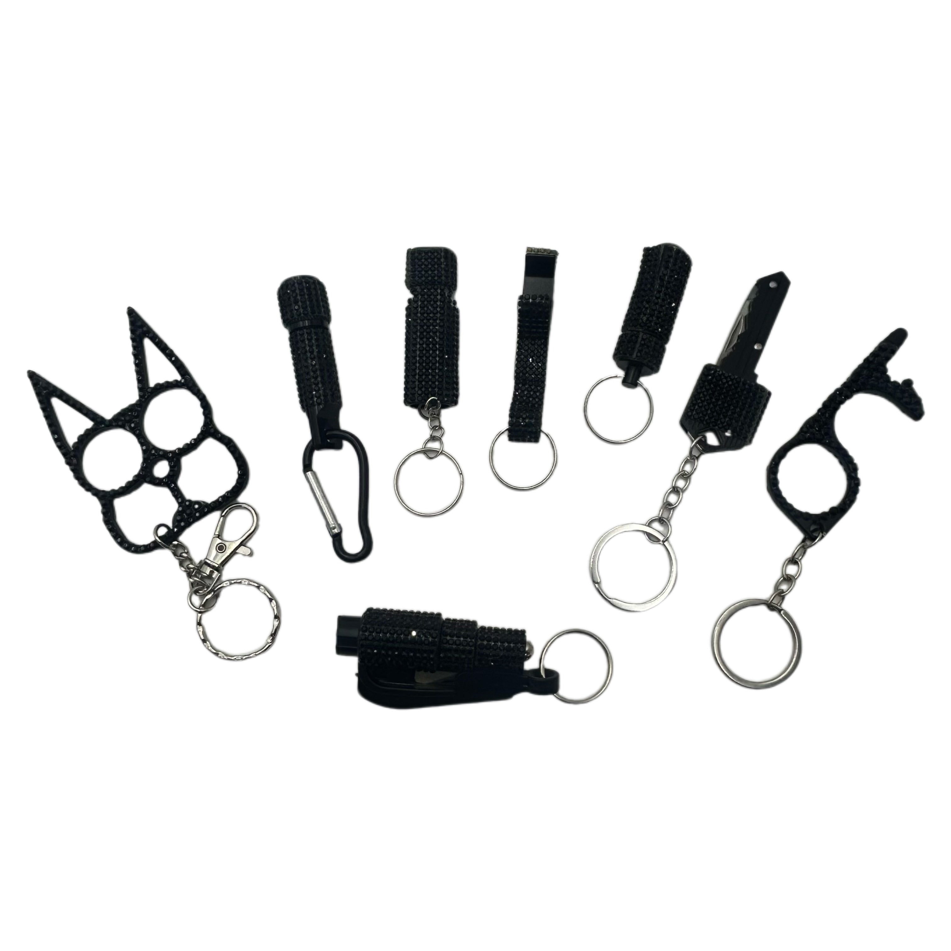 Wholesale 8pcs/set Solid Color Diamond Outdoor Keychain Set Jewelry Accessories Keychain Pendant ACCHW-KC-KaBiao020