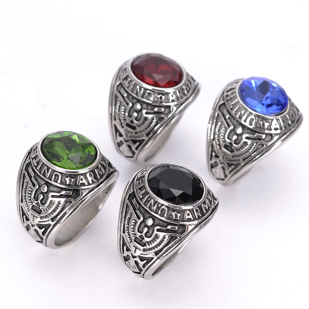 Wholesale Stainless Steel Punk Style Independence Day Retro Metallic Steel Ring Titanium Steel ACC-RS-Hait003