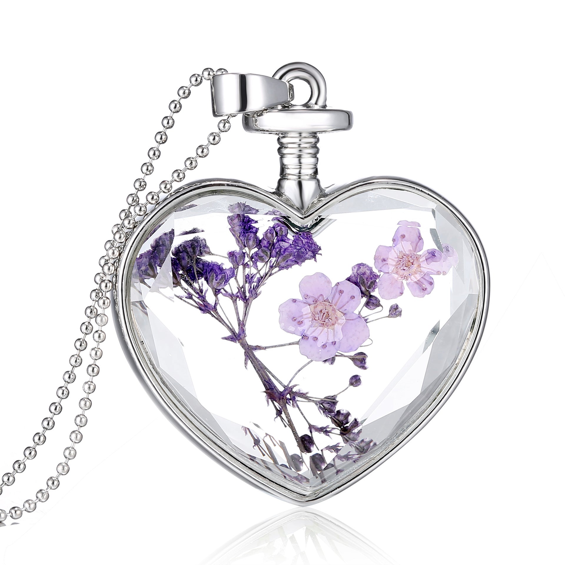 Wholesale  heart-shaped pendant flowers love crystal necklace