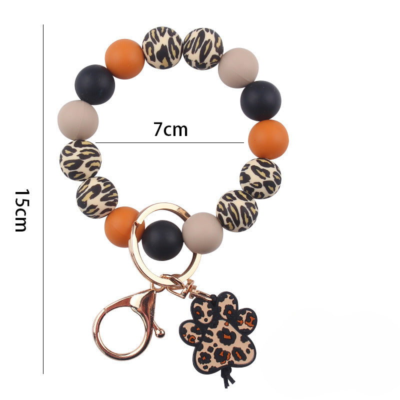 Wholesale Cartoon Dog Paw Silicone Beaded Wristlet Keychain ACC-KC-GuangTian082