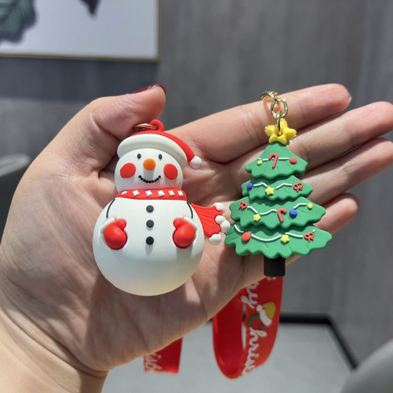 Wholesale PVC Soft Rubber Creative Christmas Old Man Christmas Tree Keychain ACC-KC-WuY002