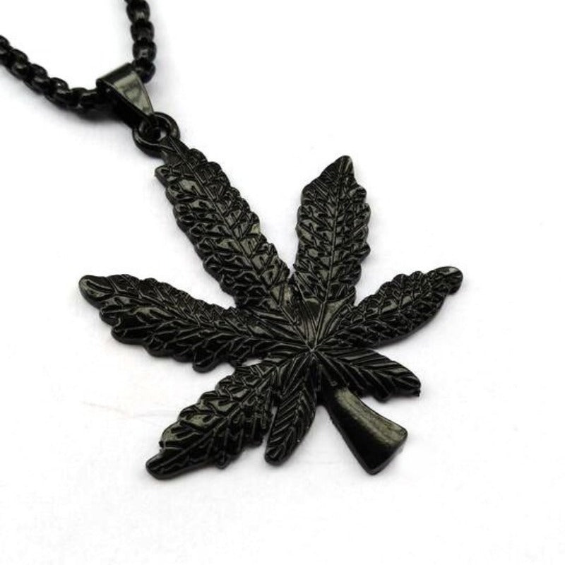 Wholesale Alloy Hip Hop Gold Silver Black Maple Leaf Necklaces ACC-NE-XuanChao002