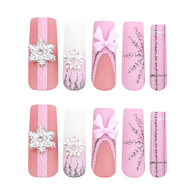 Wholesale 24 Pieces/box Pink Bow Nails Kits Nail Stickers ACC-NS-LeFan175