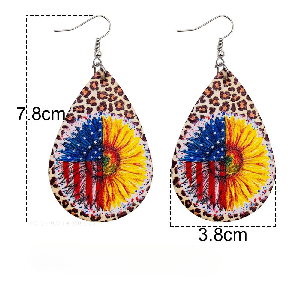 Wholesale American Independence Day Cross Football Leather Earrings ACC-ES-CY023