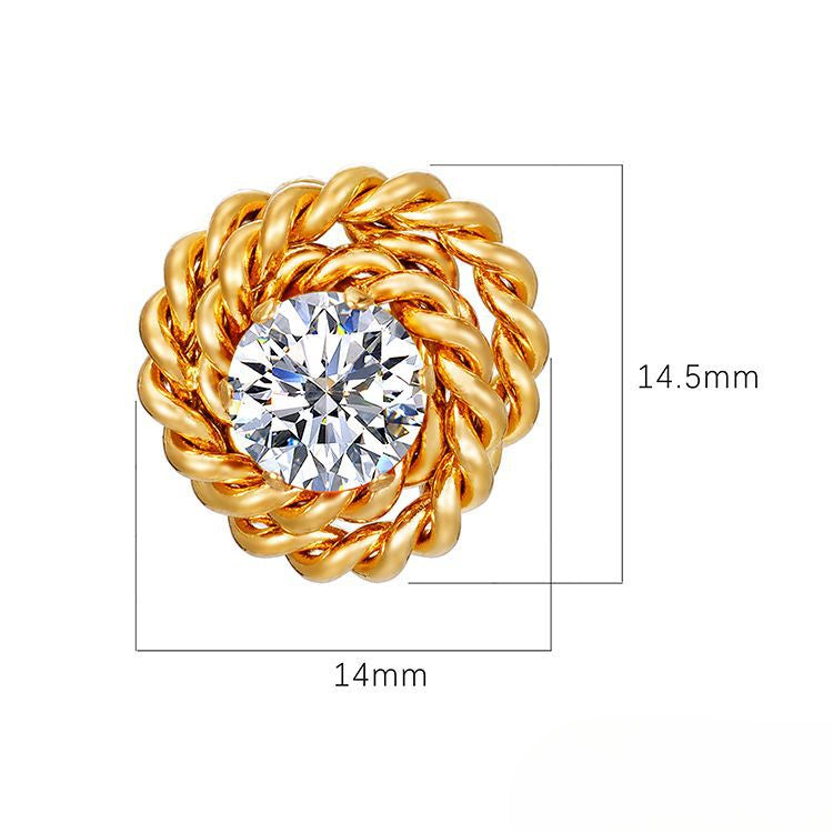 Wholesale Vintage Rose Zircon Stainless Steel 18K Earrings ACC-ES-MuShan039