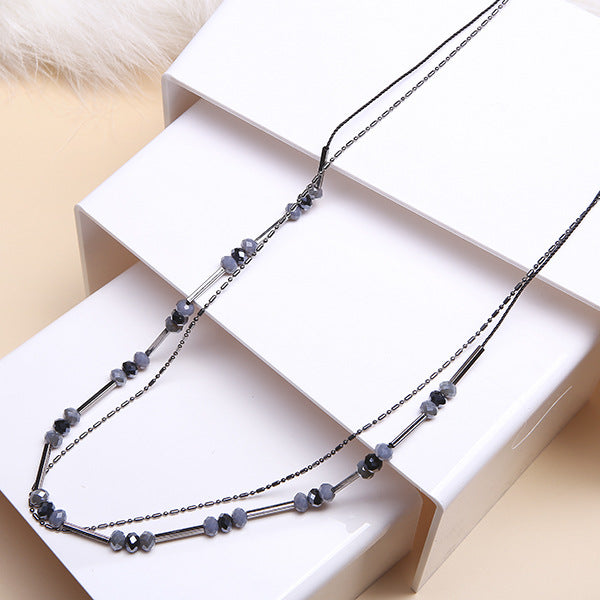 Wholesale  glass beads beaded double handmade fashion women' s long necklace