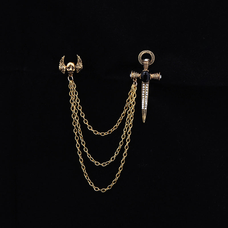 Wholesale   Personalized Skull Badge Wings Sword Vampire Brooch