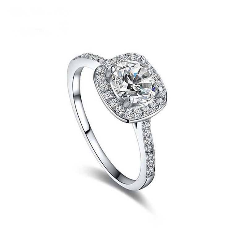 Wholesale Copper Square Zircon Ring European Style Fashion Jewelry for Women Gift