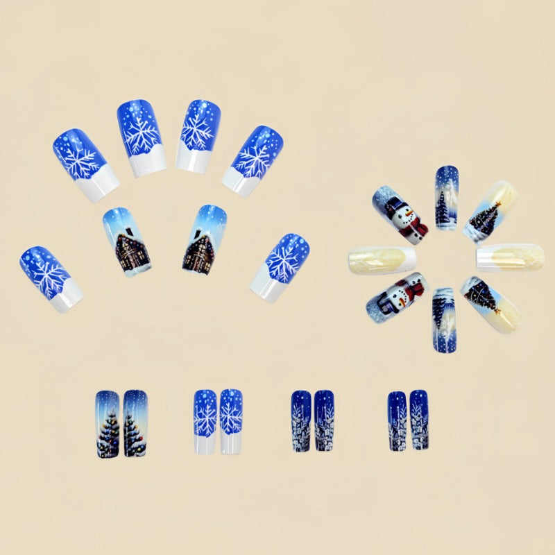 Wholesale 24 Pieces/box Christmas Snowman Nails Kits Nail Stickers ACC-NS-Qianx004