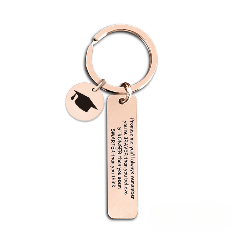 Wholesale 2024 Graduation Season Inspirational Phrases Square Stainless Steel Keychain ACC-KC-Ganggu013