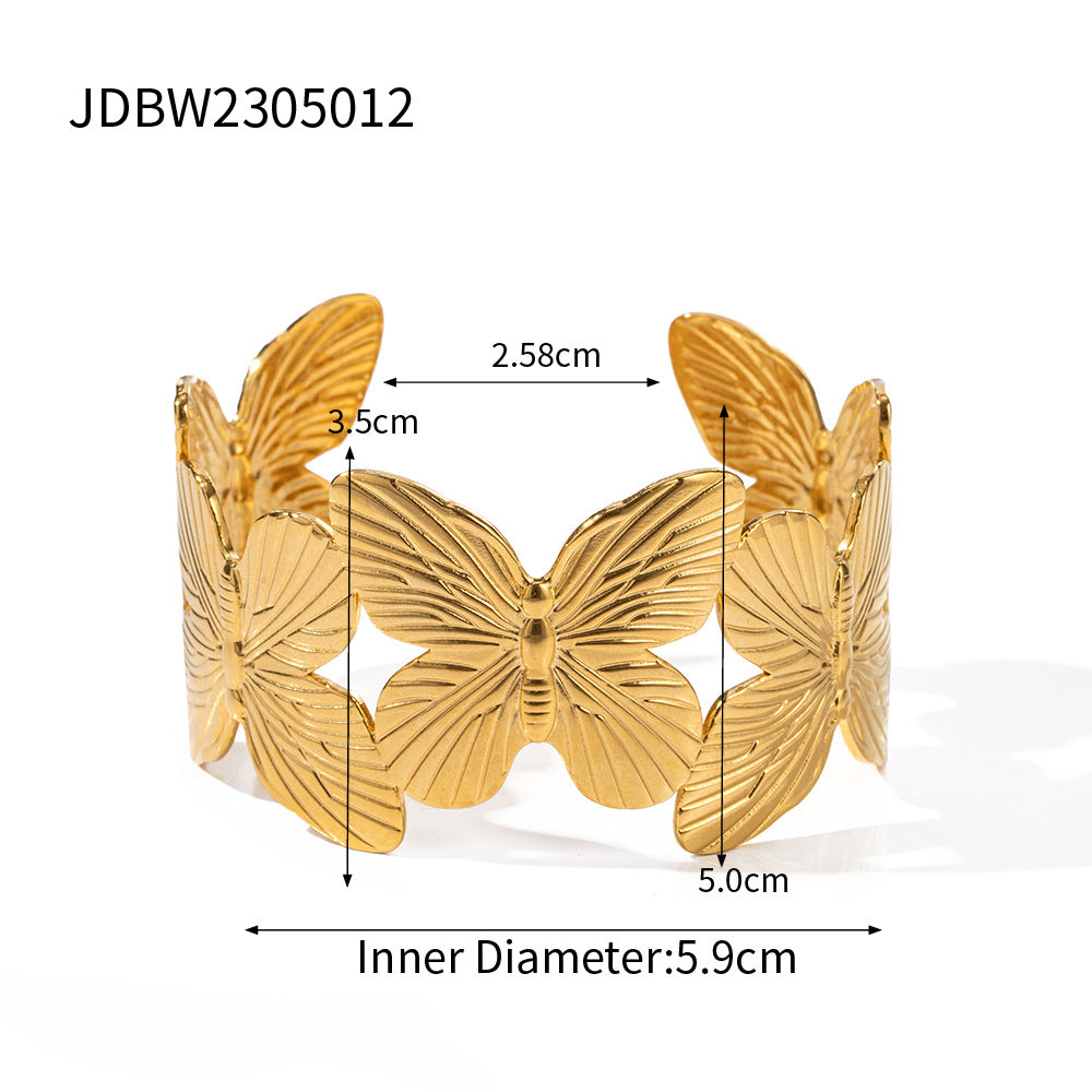 Wholesale Vintage Gold Sand Butterfly Bracelet Ring Necklace Set ACC-ES-WanXing002