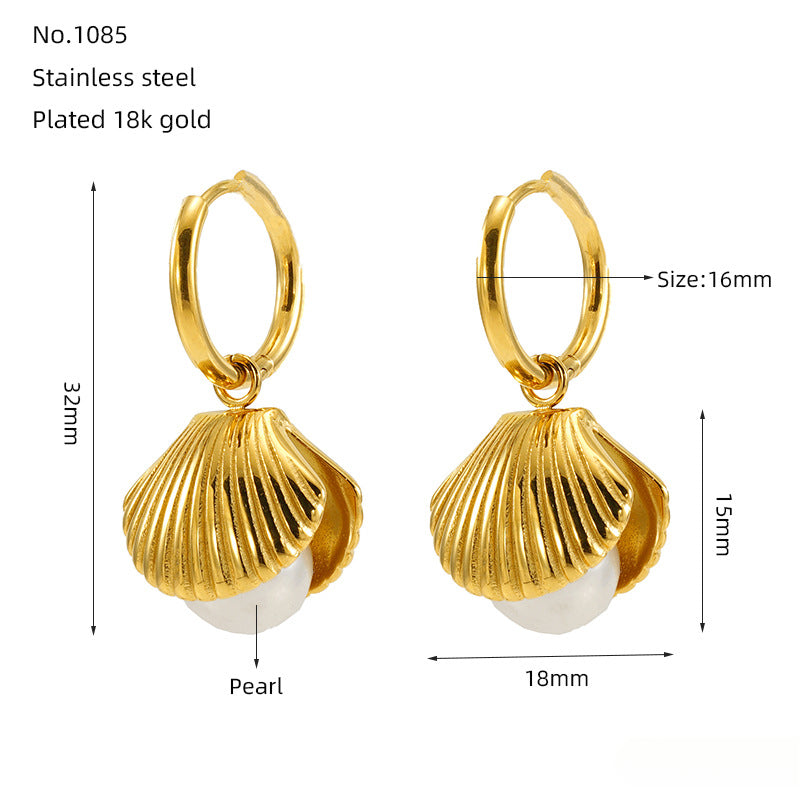 Wholesale Fashion Simple Temperament Pearl Shell Earrings Necklace Jewelry Set ACC-NE-ZhongYao010