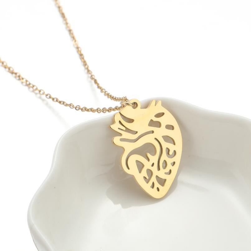 Wholesale Halloween Anatomical Heart Pendant Stainless Steel Necklaces ACC-NE-Jisen002