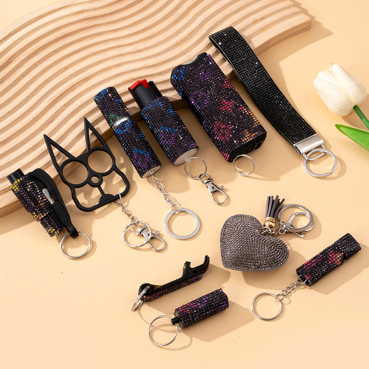 Wholesale Outdoor DIY Keychain 11-piece Set Jewelry Accessories Bottle Convenient Keychain Pendant ACCVIP-KC-ZhiYa020